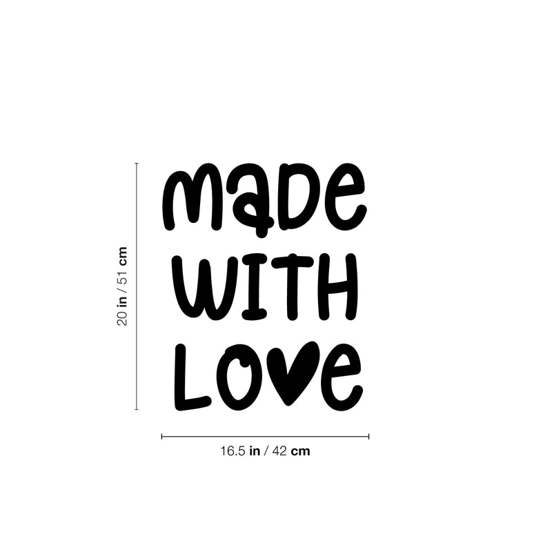 Vinyl Wall Art Decal - Made With Love - 20" x 16.5" - Modern Lovely Inspirational Quote Sticker For Home Bedroom Family Living Room Playroom Kids Room Kindergarten Decor 4