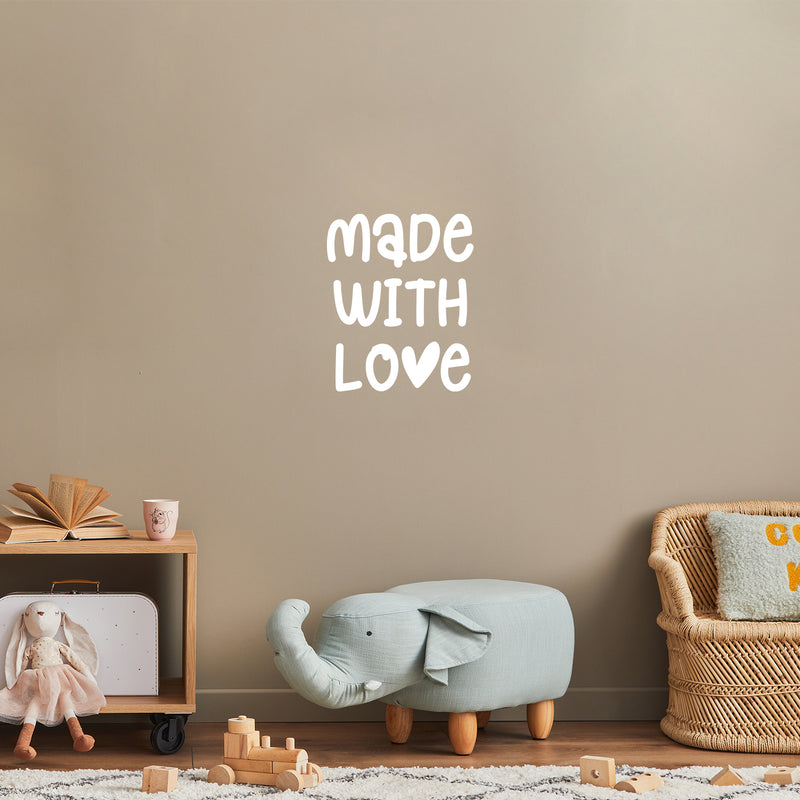 Vinyl Wall Art Decal - Made With Love - 20" x 16.5" - Modern Lovely Inspirational Quote Sticker For Home Bedroom Family Living Room Playroom Kids Room Kindergarten Decor 2