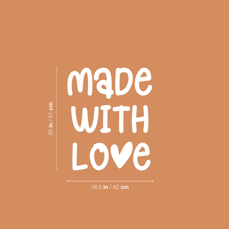 Vinyl Wall Art Decal - Made With Love - 20" x 16.5" - Modern Lovely Inspirational Quote Sticker For Home Bedroom Family Living Room Playroom Kids Room Kindergarten Decor 4