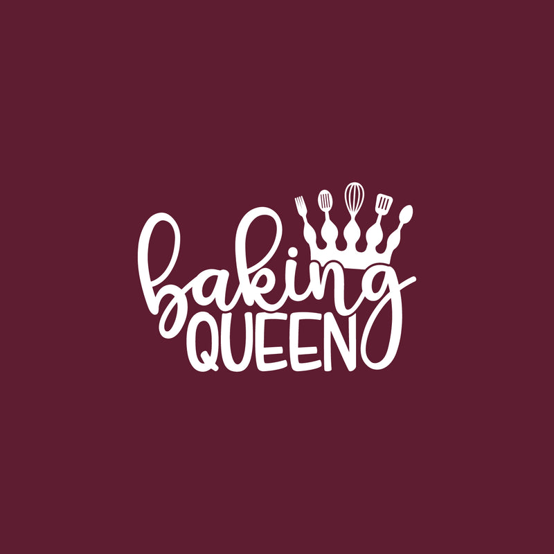 Vinyl Wall Art Decal - Baking Queen - 17" x 25" - Modern Inspirational Quote Crown Design Sticker For Home Bedroom Family Room Kitchen Dining Room Restaurant Decor 1