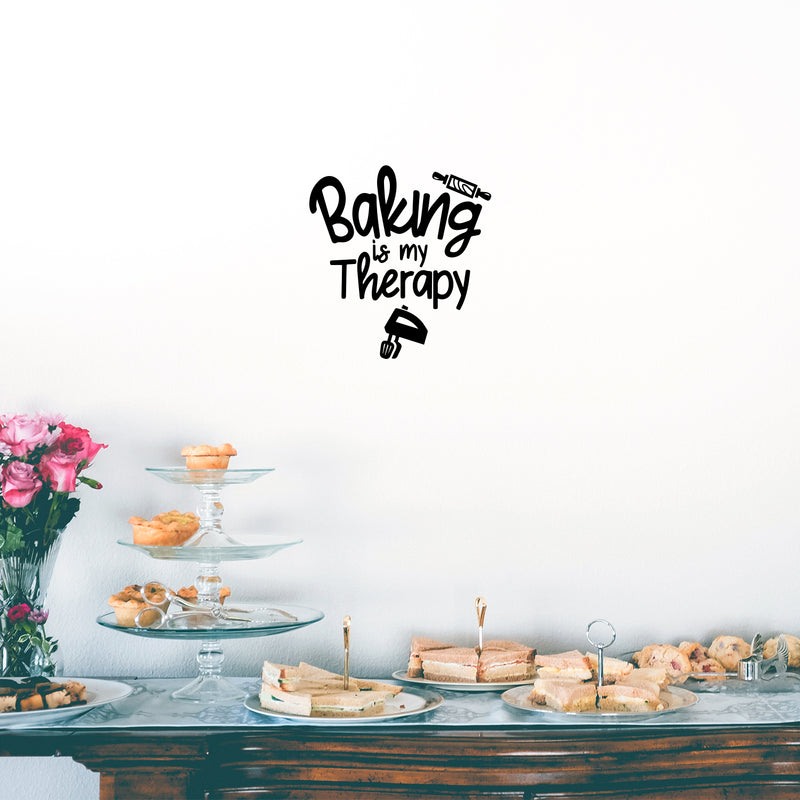 Vinyl Wall Art Decal - Baking Is My Therapy - Trendy Funny Quote Electric Mixer Design Sticker For Home Kitchen Office Restaurant Storefront Decor 2