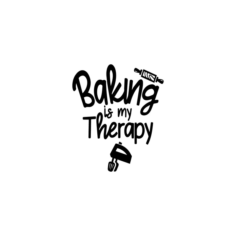 Vinyl Wall Art Decal - Baking Is My Therapy - 20" x 17" - Trendy Funny Quote Electric Mixer Design Sticker For Home Kitchen Office Restaurant Storefront Decor 1