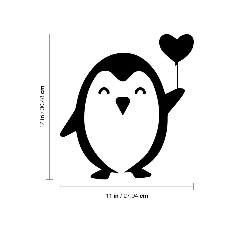 Vinyl Wall Art Decal - Penguin Balloon Heart - Trendy Inspirational Cute Animal Design Sticker For Children Bedroom Home Baby Nursery Daycare Kids Room Decor 4