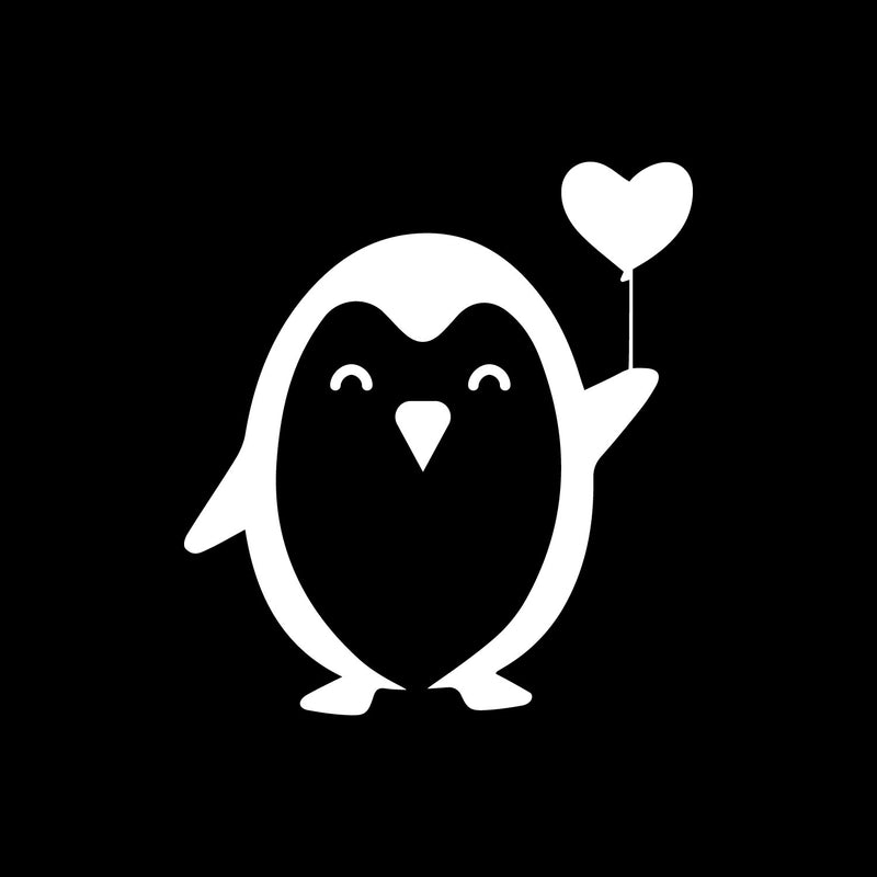 Vinyl Wall Art Decal - Penguin Balloon Heart - 12" x 11" - Trendy Inspirational Cute Animal Design Sticker For Children Bedroom Home Baby Nursery Daycare Kids Room Decor 1