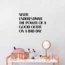 Vinyl Wall Art Decal - Never Underestimate The Power Of A Good Outfit On A Bad Day - Inspirational Quote Sticker For Closet Bedroom Boutique Beauty Saloon Office Decor 3