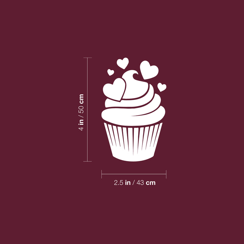 Vinyl Wall Art Decal - Cupcake - 4" x 2.5" - Trendy Cute Dessert Design Sticker For Home Office Kitchen Restaurant Laptop Mugs Thermos Notebook Bumper Sticker Decor 4