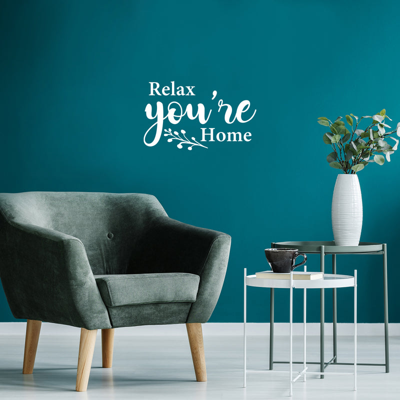 Vinyl Wall Art Decal - Relax You're Home - 14" x 8.5" - Trendy Cute Inspirational Quote Sticker For Family Home Office Couple Bedroom Living Room Entryway Decor 3