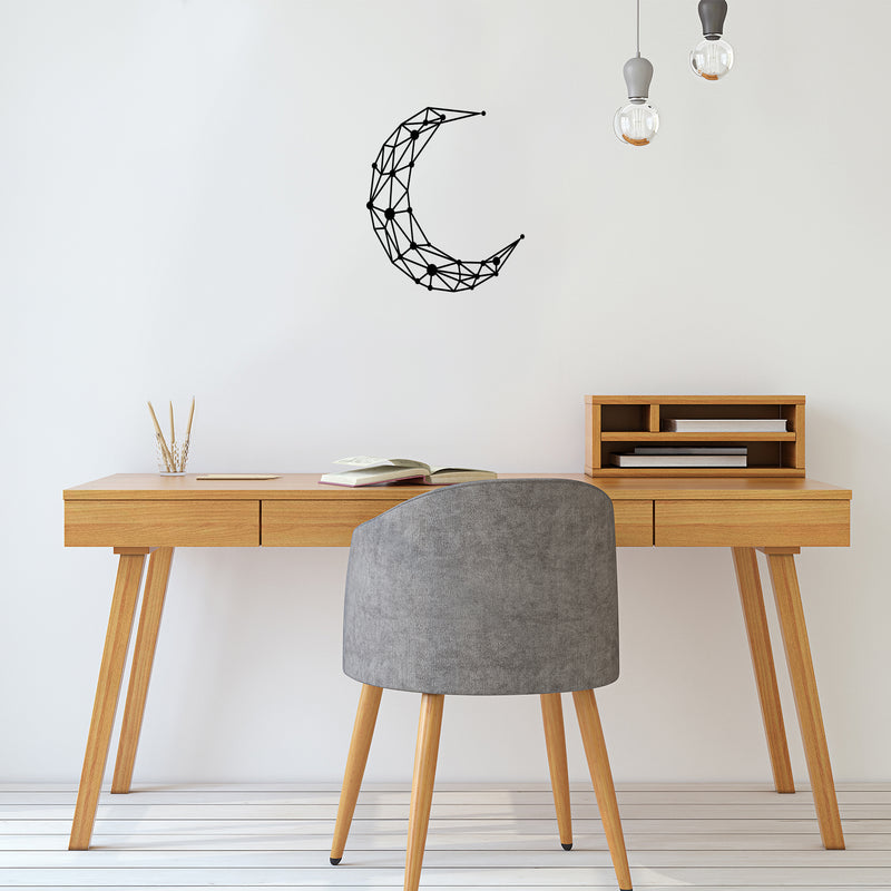 Vinyl Wall Art Decal - Line And Dots Moon - 17" x 20" - Trendy Inspirational Geometric Design Sticker For Home Bedroom Living Room Playroom School Office Coffee Shop Decor 2