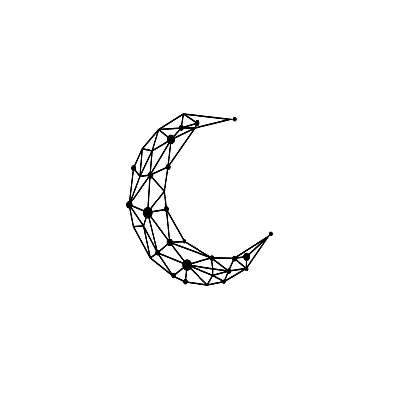Vinyl Wall Art Decal - Line And Dots Moon - 17" x 20" - Trendy Inspirational Geometric Design Sticker For Home Bedroom Living Room Playroom School Office Coffee Shop Decor 1