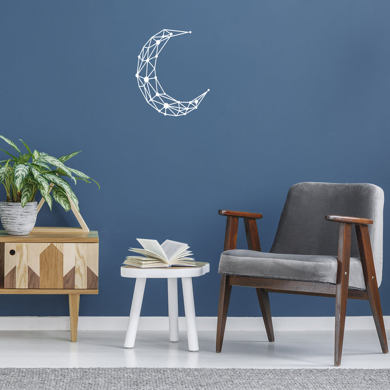 Vinyl Wall Art Decal - Line And Dots Moon - 17" x 20" - Trendy Inspirational Geometric Design Sticker For Home Bedroom Living Room Playroom School Office Coffee Shop Decor 2