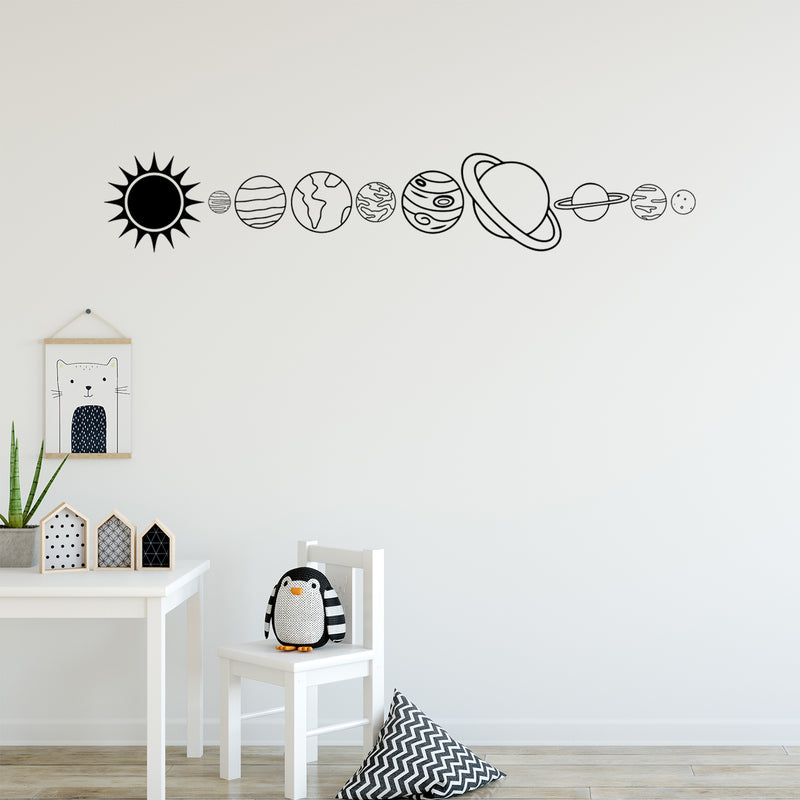 Vinyl Wall Art Decal - Solar System Planets - 24.5" x 35" - Modern Planets Design Sticker Science Educational For Classroom School Playroom Playground Kids Room Office Coffee Shop Decor 3