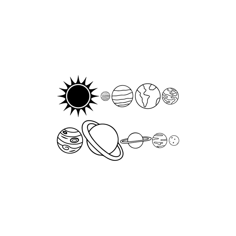 Vinyl Wall Art Decal - Solar System Planets - 24.5" x 35" - Modern Planets Design Sticker Science Educational For Classroom School Playroom Playground Kids Room Office Coffee Shop Decor 1