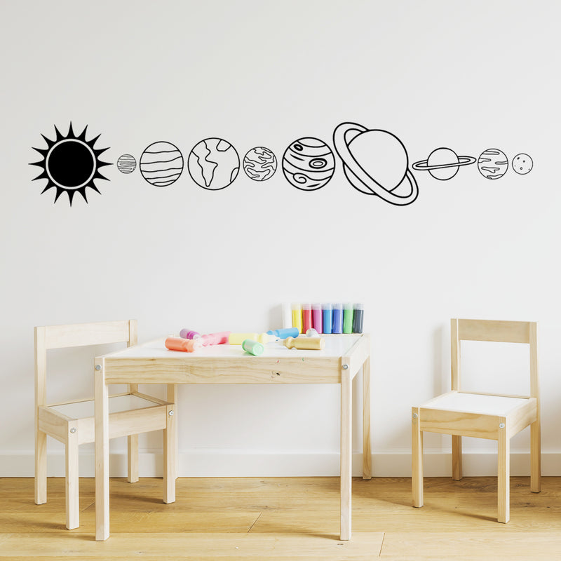 Vinyl Wall Art Decal - Solar System Planets - 24.5" x 35" - Modern Planets Design Sticker Science Educational For Classroom School Playroom Playground Kids Room Office Coffee Shop Decor 2