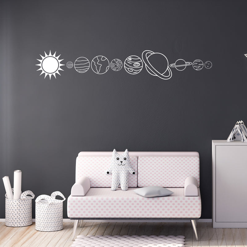 Vinyl Wall Art Decal - Solar System Planets - 24.5" x 35" - Modern Planets Design Sticker Science Educational For Classroom School Playroom Playground Kids Room Office Coffee Shop Decor 2