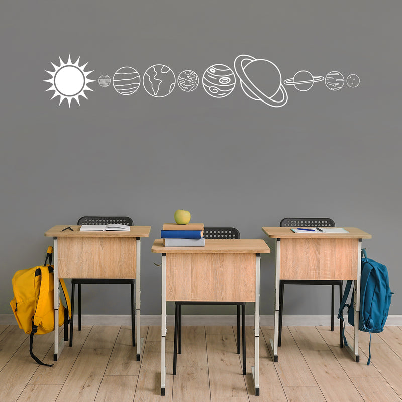 Vinyl Wall Art Decal - Solar System Planets - 24.5" x 35" - Modern Planets Design Sticker Science Educational For Classroom School Playroom Playground Kids Room Office Coffee Shop Decor 3