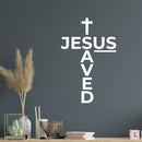 Vinyl Wall Art Decal - Jesus Saved - 15" x 10" - Modern Inspirational Lovely Faith Quote Sticker For Home Bedroom Closet Living Room Family Room Religious Center Storefront Decor 2