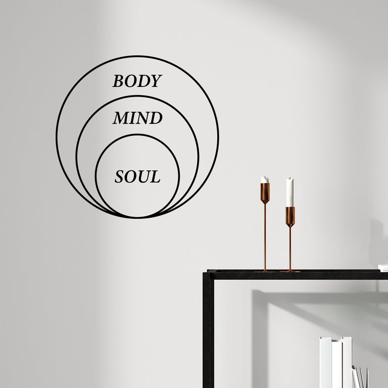 Vinyl Wall Art Decal - Body Mind Soul - Trendy Motivational Positive Healthy Quote Sticker For Office Workout Room Yoga CrossFit Center Gym Fitness Lifestyle Decor 2