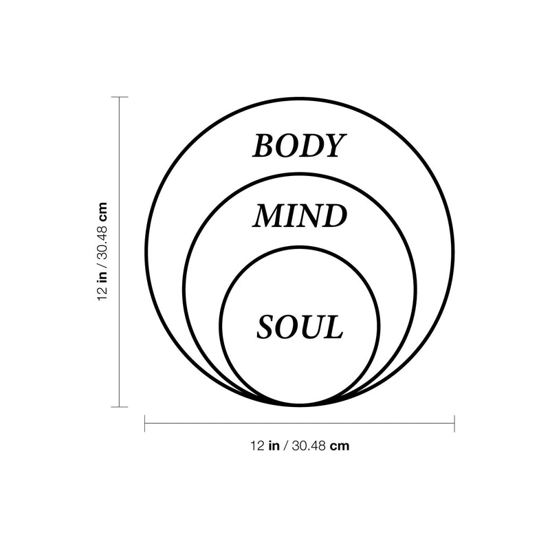 Vinyl Wall Art Decal - Body Mind Soul - 12" x 12" - Trendy Motivational Positive Healthy Quote Sticker For Office Workout Room Yoga CrossFit Center Gym Fitness Lifestyle Decor 4