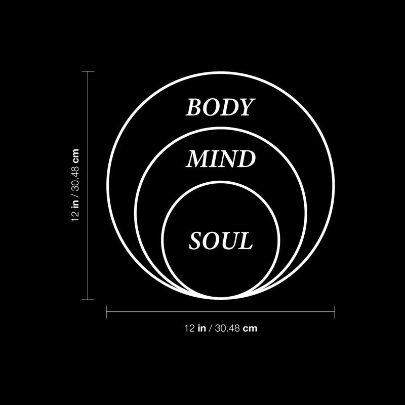 Vinyl Wall Art Decal - Body Mind Soul - 12" x 12" - Trendy Motivational Positive Healthy Quote Sticker For Office Workout Room Yoga CrossFit Center Gym Fitness Lifestyle Decor 4