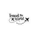 Vinyl Wall Art Decal - Travel The World - Inspirational Good Vibes Quote Airplane Design Sticker For Travel Lovers Home Office Bedroom Living Room Decor 1