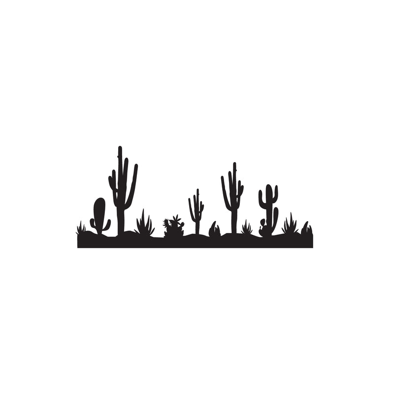 Vinyl Wall Art Decal - Desert - 20" x 46.5" - Desert Plants Trendy Nature Design For Cactus Lovers Home Office Living Room Bedroom Wildflowers Store Decor 1