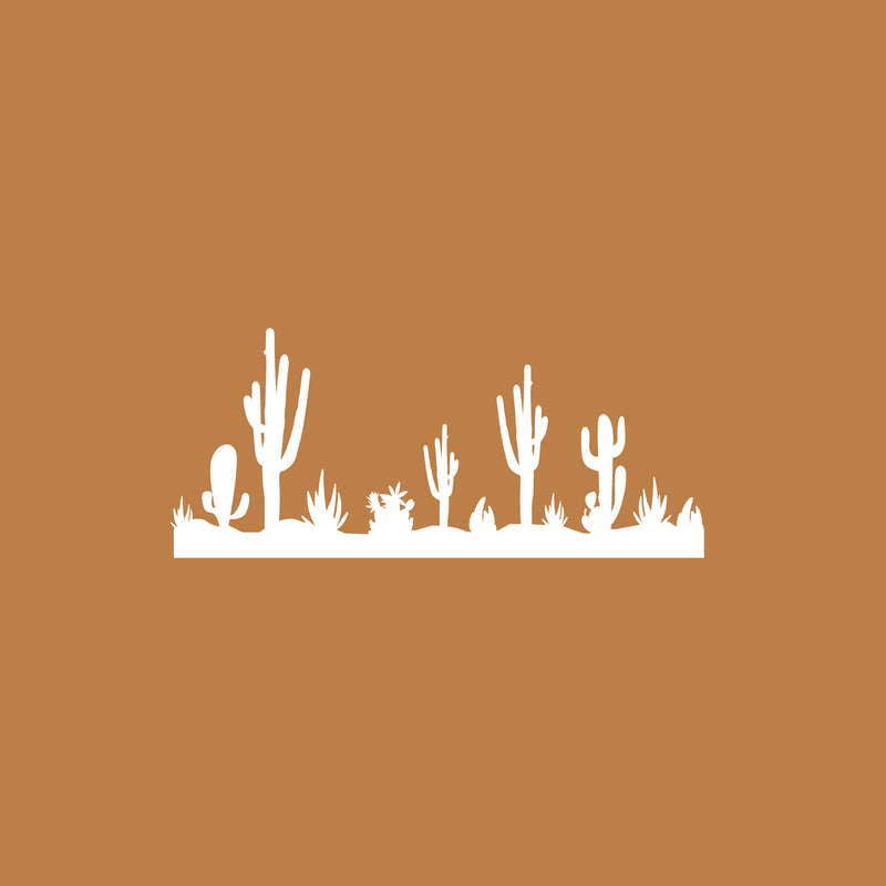 Vinyl Wall Art Decal - Desert - 20" x 46.5" - Desert Plants Trendy Nature Design For Cactus Lovers Home Office Living Room Bedroom Wildflowers Store Decor 1