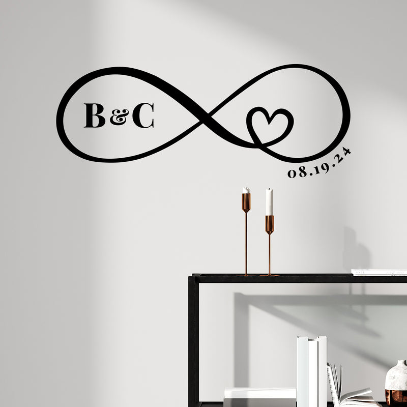 Vinyl Wall Art Decal - Custom Couples Infinite Love - 8" x 20.5" - Modern Inspiring Sweet Lovely Design Sticker For Home Couples Bedroom Entry Door Windows Wedding Reception Hall Decor 3