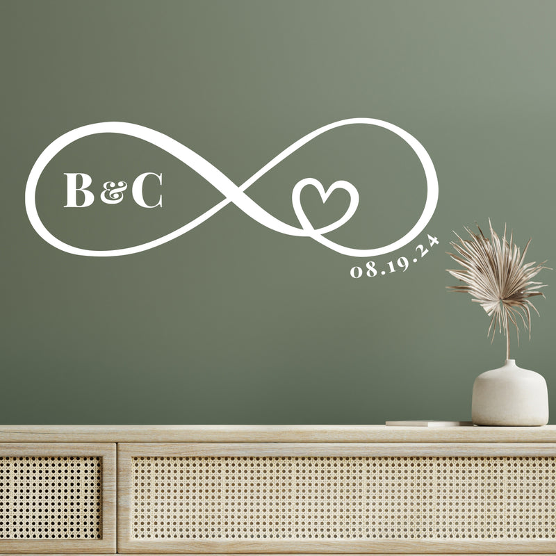 Vinyl Wall Art Decal - Custom Couples Infinite Love - 8" x 20.5" - Modern Inspiring Sweet Lovely Design Sticker For Home Couples Bedroom Entry Door Windows Wedding Reception Hall Decor 3