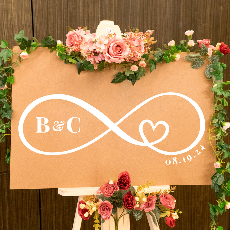 Vinyl Wall Art Decal - Custom Couples Infinite Love - 8" x 20.5" - Modern Inspiring Sweet Lovely Design Sticker For Home Couples Bedroom Entry Door Windows Wedding Reception Hall Decor 2