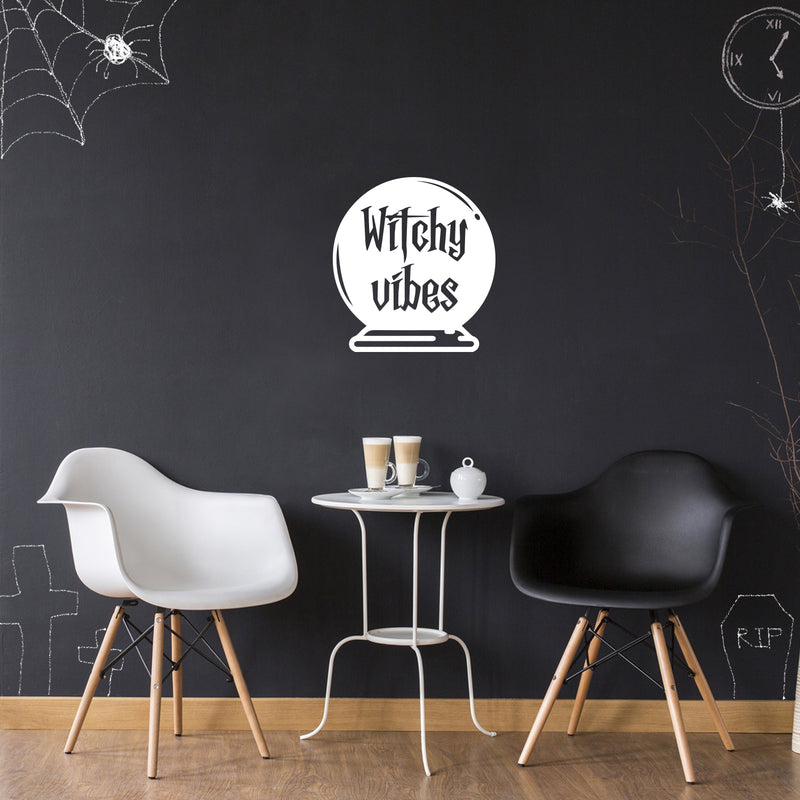 Vinyl Wall Art Decal - Witchy Vibes - 21.5" x 20" - Trendy Lovely Funny Seasonal Design Sticker For Home Family Room Windows Entry Doors Office Coffee Shop School Spooky Decor 3