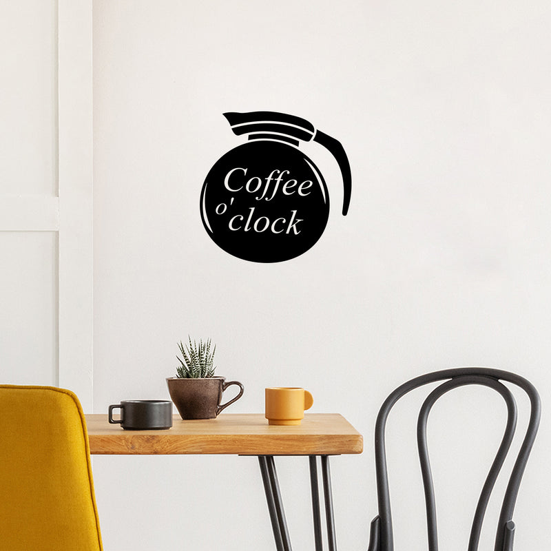 Vinyl Wall Art Decal - Coffee O' Clock - Modern Fun Caffeine Lovers Cool Design Sticker For Home Living Room Kitchen Office Coffee Shop Restaurant Storefront Decor 1