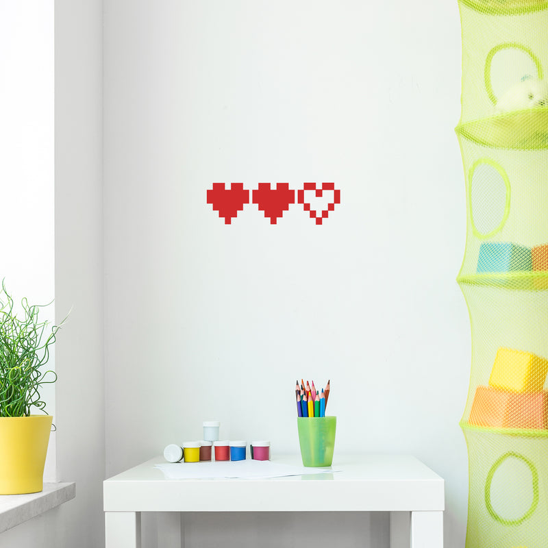 Vinyl Wall Art Decal - Videogame Heart - 5.5" x 17.5" - Trendy Pixel Style Quote Sticker For Home Office Living Room Gamer Teen Bedroom Kids Room Mirror Decor 2