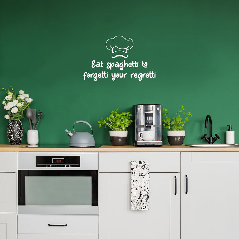 Vinyl Wall Art Decal - Eat Spaghetti To Forgetti Your Regretti - 15.5" x 25" - Trendy Funny Food Lover Sticker For Home Bedroom Family Room Kitchen Dining Room Restaurant Decor 2