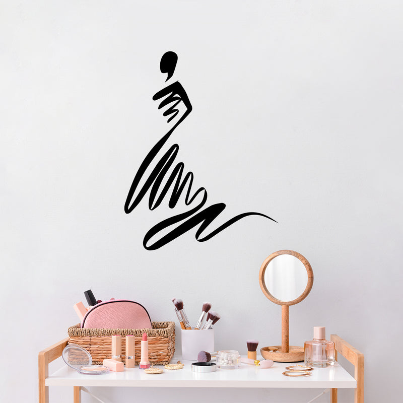 Vinyl Wall Art Decal - Abstract Woman - Trendy Girl Dress Shape Sticker Women Design For Home Bedroom Closet Beauty Boutique Clothing Store Decor 3