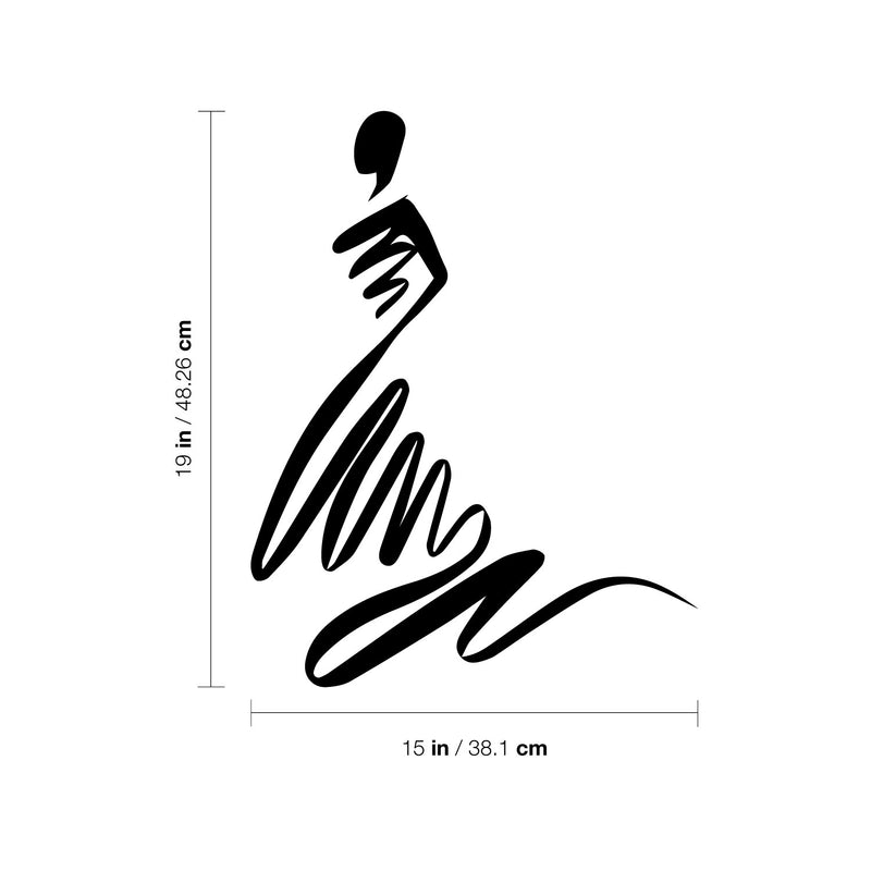 Vinyl Wall Art Decal - Abstract Woman - Trendy Girl Dress Shape Sticker Women Design For Home Bedroom Closet Beauty Boutique Clothing Store Decor 4