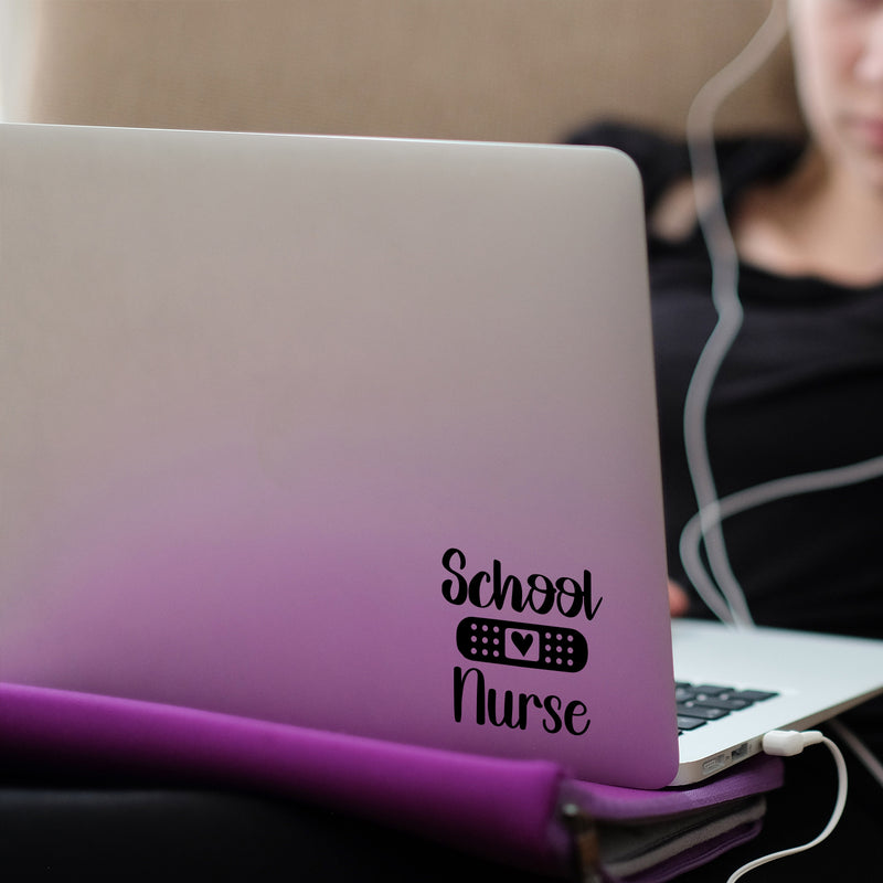 Vinyl Wall Art Decal - School Nurse - Inspirational Motivational Quote Heart Design Sticker For Home Office Laptop Mugs Thermos Notebook Bumper Sticker Decor 2