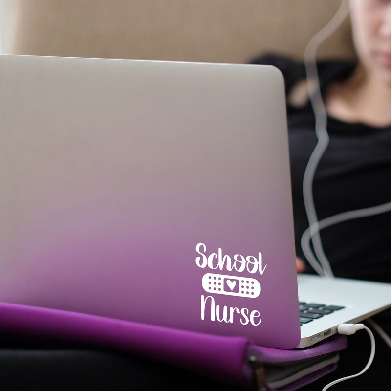 Vinyl Wall Art Decal - School Nurse - 4" x 4" - Inspirational Motivational Quote Heart Design Sticker For Home Office Laptop Mugs Thermos Notebook Bumper Sticker Decor 3