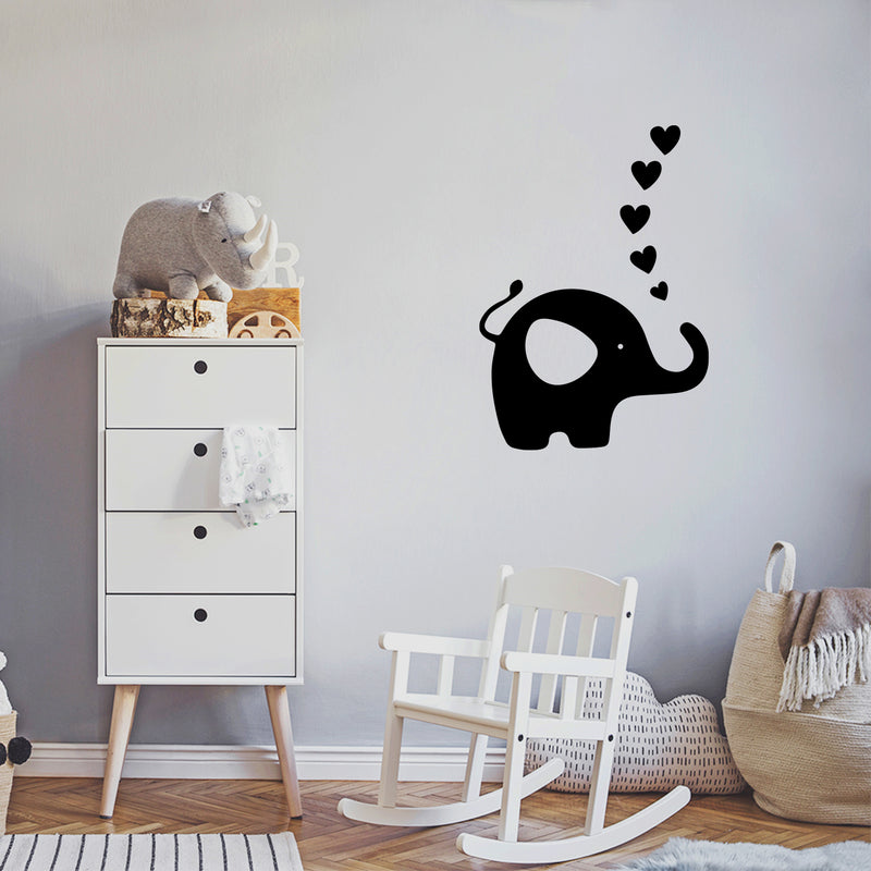 Vinyl Wall Art Decal - Elephant Hearts - Trendy Inspirational Cute Animal Design Sticker For Children Bedroom Home Baby Nursery Daycare Kids Room Decor 2