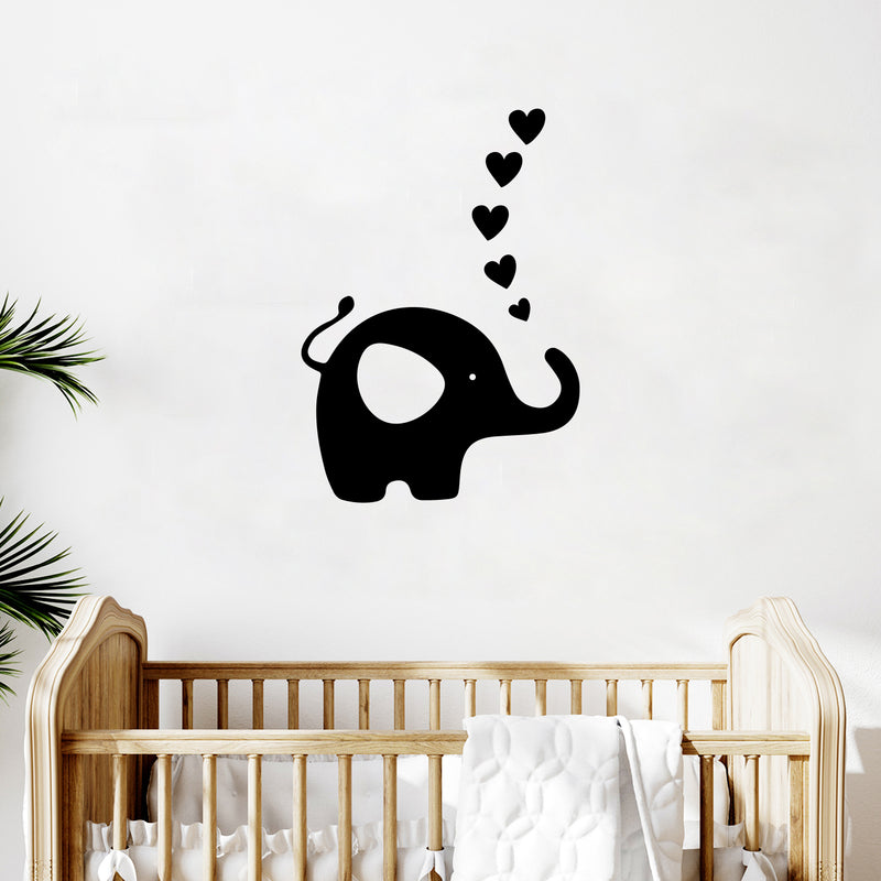 Vinyl Wall Art Decal - Elephant Hearts - 17" x 12" - Trendy Inspirational Cute Animal Design Sticker For Children Bedroom Home Baby Nursery Daycare Kids Room Decor 3