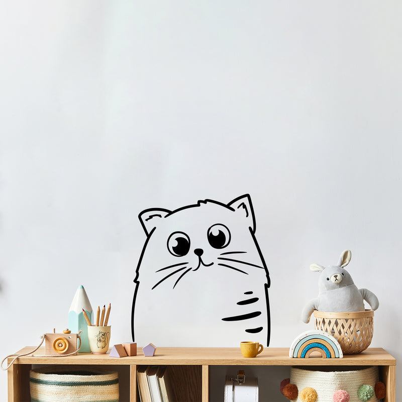 Vinyl Wall Art Decal - Cute Cat - Trendy Inspirational Cute Animal Design Sticker For Children Bedroom Home Baby Nursery Daycare Kids Room Decor 3