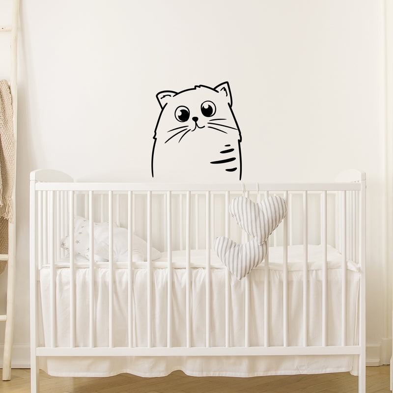 Vinyl Wall Art Decal - Cute Cat - Trendy Inspirational Cute Animal Design Sticker For Children Bedroom Home Baby Nursery Daycare Kids Room Decor 2