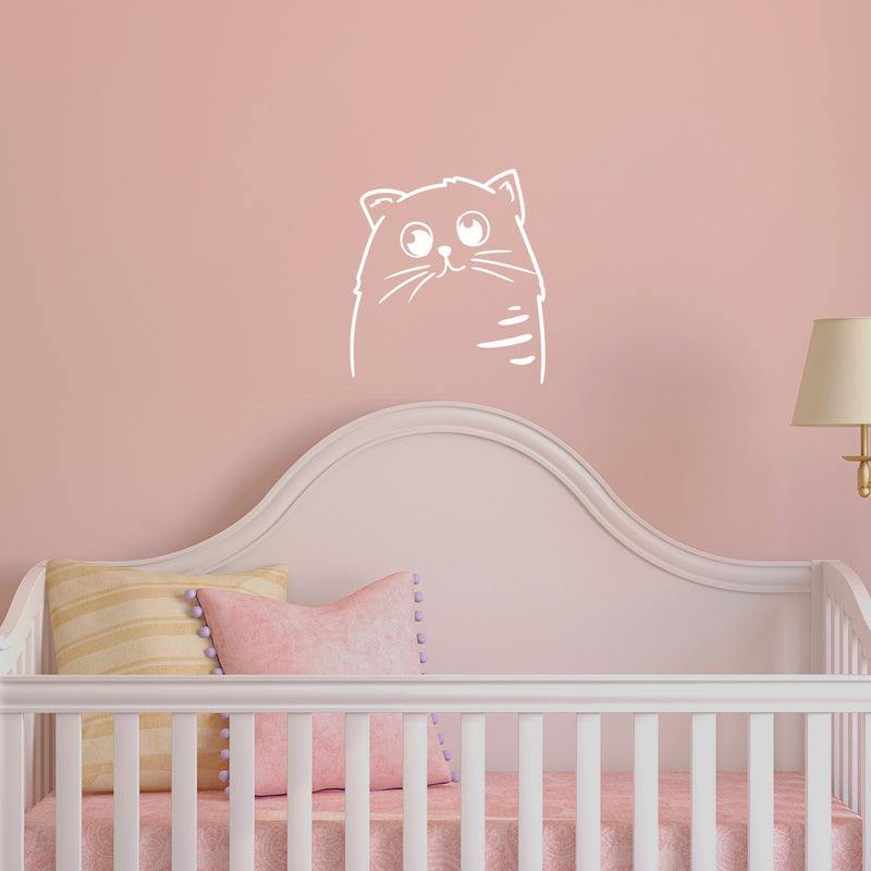 Vinyl Wall Art Decal - Cute Cat - 22" x 20" - Trendy Inspirational Cute Animal Design Sticker For Children Bedroom Home Baby Nursery Daycare Kids Room Decor 3