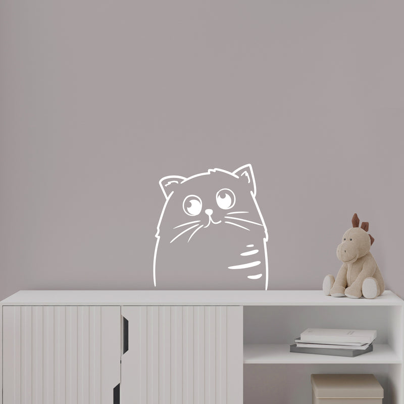 Vinyl Wall Art Decal - Cute Cat - 22" x 20" - Trendy Inspirational Cute Animal Design Sticker For Children Bedroom Home Baby Nursery Daycare Kids Room Decor 2