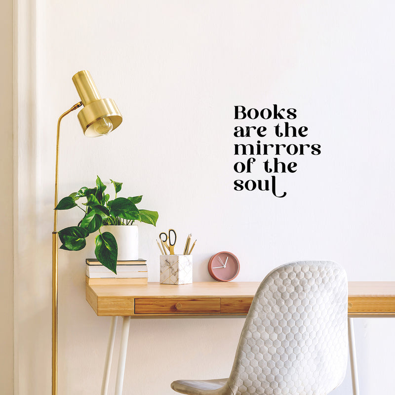 Vinyl Wall Art Decal - Books Are The Mirrors Of The Soul - 9.- Modern Inspirational Quote Sticker For Library Home Work Office School College Room Storefront Decor 2