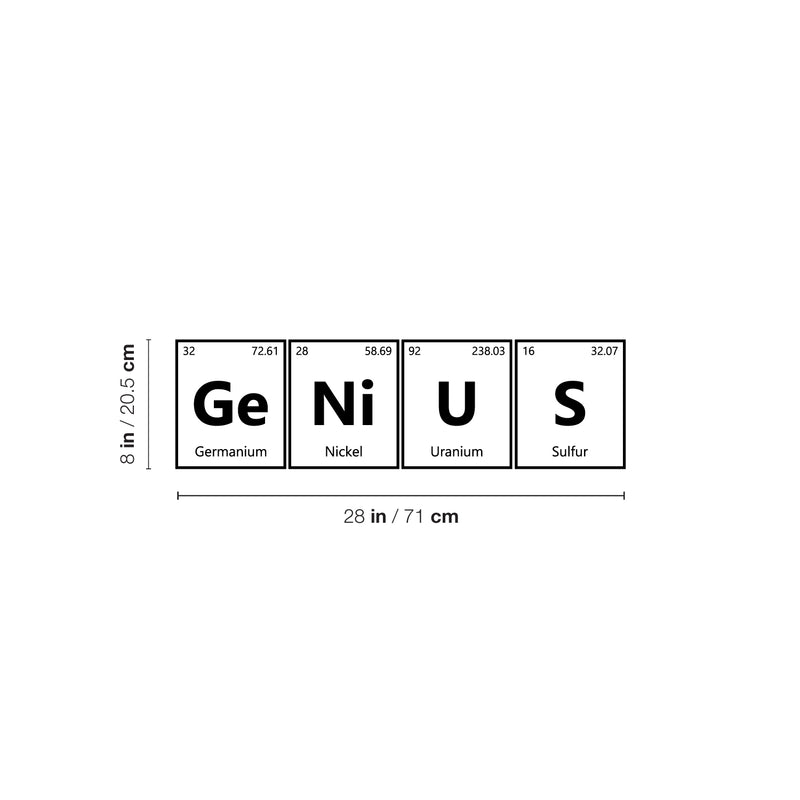 Vinyl Wall Art Decal - GENIUS - 8" x 28" - Trendy Cool Chemistry Element Design Sticker For Home Kids Room Nursery Living Room Playroom Kindergarten Daycare Decor 4