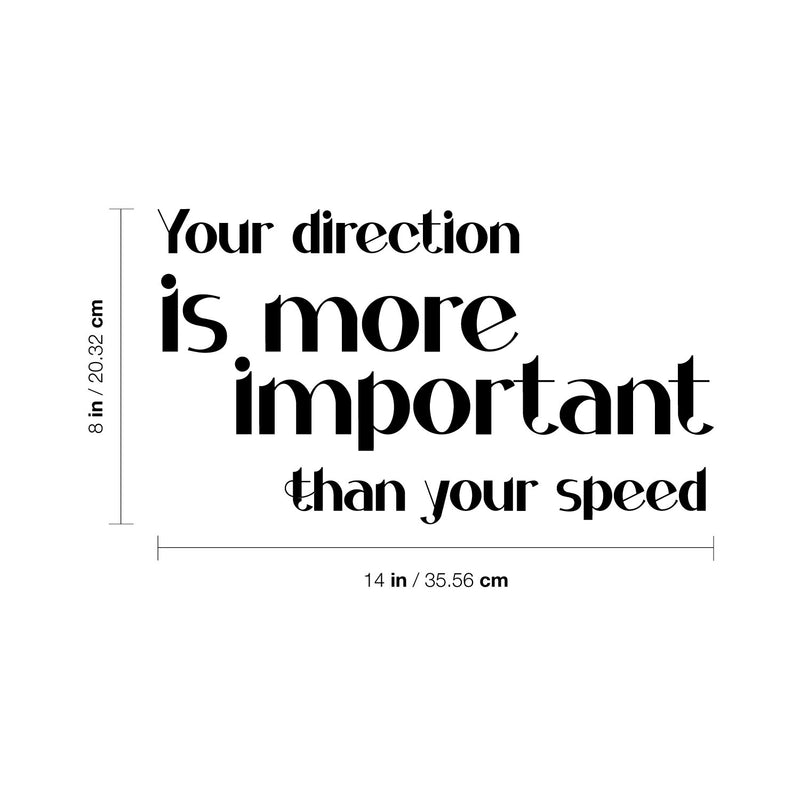 Vinyl Wall Art Decal - Your Direction Is More Important Than Your Speed - 8" x 14" - Motivational Goals Quote Sticker For Home Office School Classroom Bedroom Living Room Decor 4