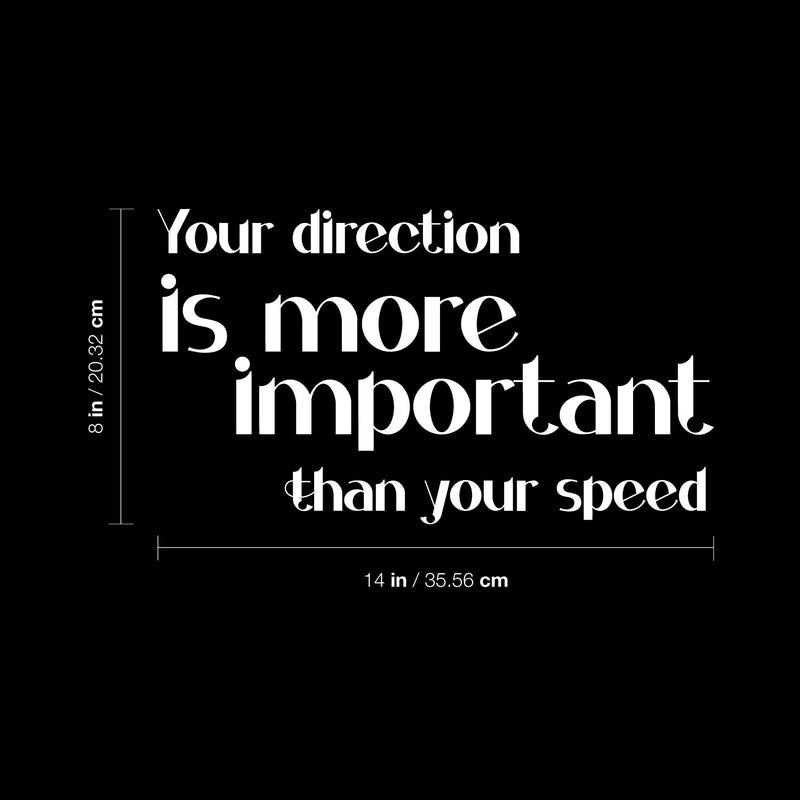 Vinyl Wall Art Decal - Your Direction Is More Important Than Your Speed - 8" x 14" - Motivational Goals Quote Sticker For Home Office School Classroom Bedroom Living Room Decor 4