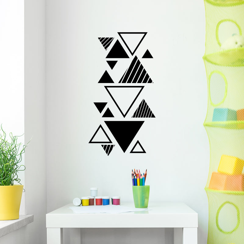 Vinyl Wall Art Decal - Abstract Triangles - 30" x 16" - Modern Minimal Figure Geometric Design Sticker For Home Living Room School Classroom Office Coffee Shop Storefront Decor 2