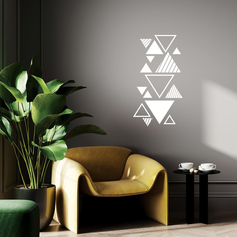 Vinyl Wall Art Decal - Abstract Triangles - 30" x 16" - Modern Minimal Figure Geometric Design Sticker For Home Living Room School Classroom Office Coffee Shop Storefront Decor 3