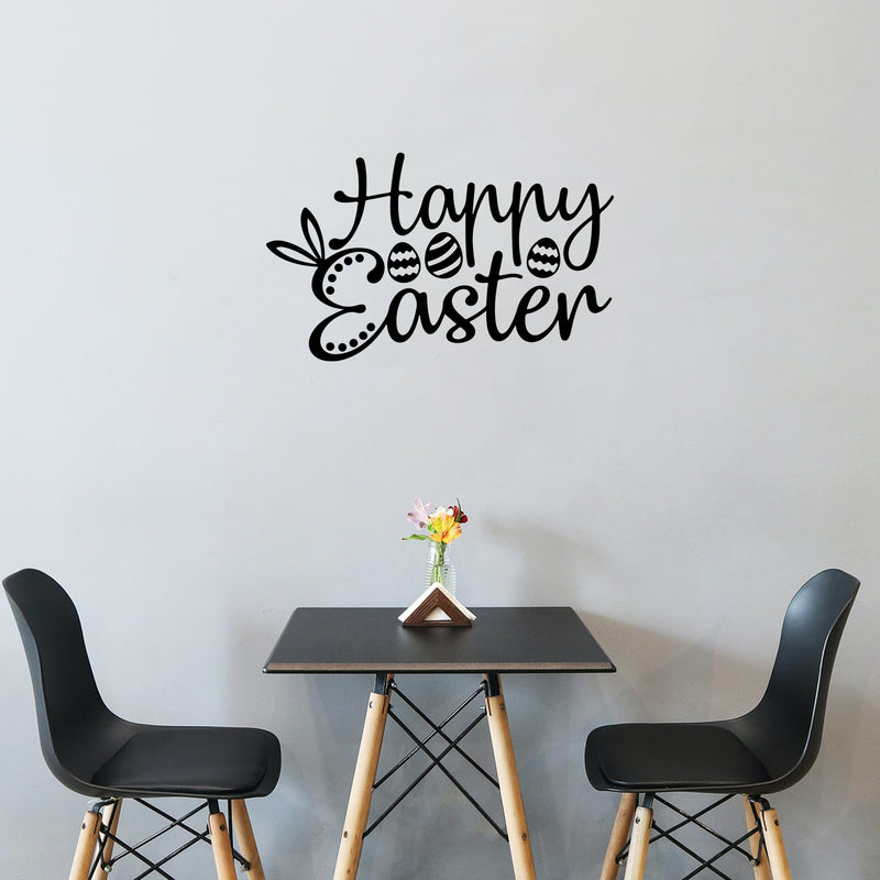 Vinyl Wall Art Decal - Happy Easter - 15" x 25" - Trendy Inspirational Lovely Season Quote Sticker For Home Kids Room Playroom Playground Classroom Daycare Living Room Decor 2